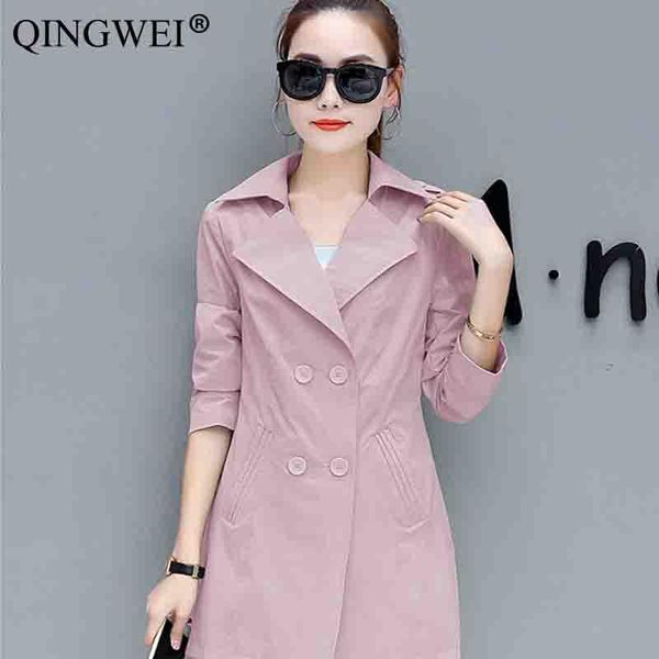 women's trench coats qingwei 2021 spring autumn solid color long windbreaker women selfcultivation windbreakerfashion thin jacket, Tan;black
women's trench coats qingwei 2021 spring autumn solid color long windbreaker women selfcultivation windbreakerfashion thin jacket, Tan;black