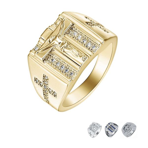 cluster rings fashion gold silver color jesus christ church ring crystal carving cross punk religion jewelry for male female, Golden;silver
cluster rings fashion gold silver color jesus christ church ring crystal carving cross punk religion jewelry for male female, Golden;silver