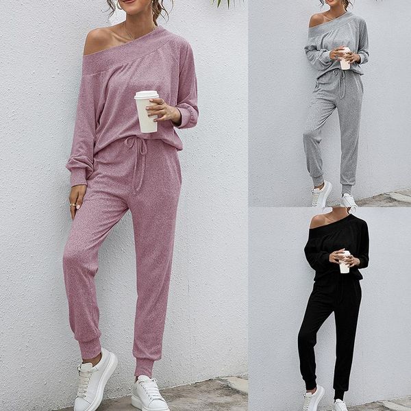 women's two piece pants women casual suit solid knitted pullovers and long spring summer for female home wear clothing loose se, White
women's two piece pants women casual suit solid knitted pullovers and long spring summer for female home wear clothing loose se, White