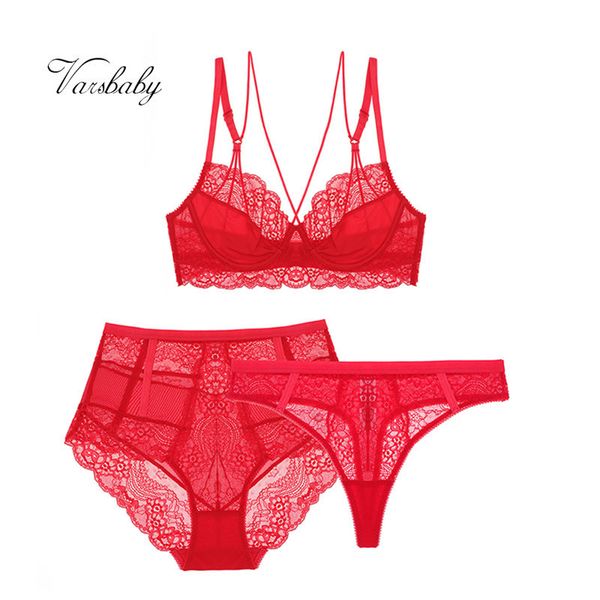 varsbaby unlined 3/4 cup underwear floral lace 3 pcs bras+high-waist panties+thongs for ladies 210310, Red;black
varsbaby unlined 3/4 cup underwear floral lace 3 pcs bras+high-waist panties+thongs for ladies 210310, Red;black