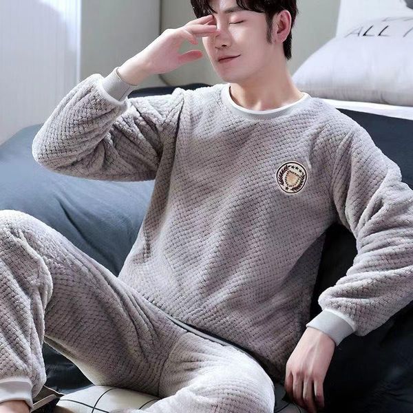men's sleepwear flannel pajamas sets thick warm winter 2piece/sets plus size long sleeve round neck homewear pyjamas, Black;brown
men's sleepwear flannel pajamas sets thick warm winter 2piece/sets plus size long sleeve round neck homewear pyjamas, Black;brown