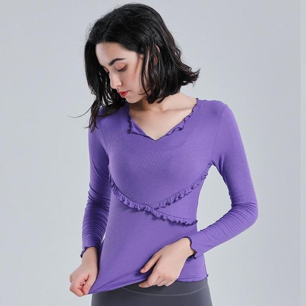 yoga outfit 2021 autumn sports ruffles design women's tight fitting long sleeved thread fabric fitness running training t-shirt
yoga outfit 2021 autumn sports ruffles design women's tight fitting long sleeved thread fabric fitness running training t-shirt