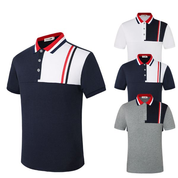 2022 men's stand collar embroidered polo shirt short sleeve stitching casual european and american style polo shirt men, White;black
2022 men's stand collar embroidered polo shirt short sleeve stitching casual european and american style polo shirt men, White;black