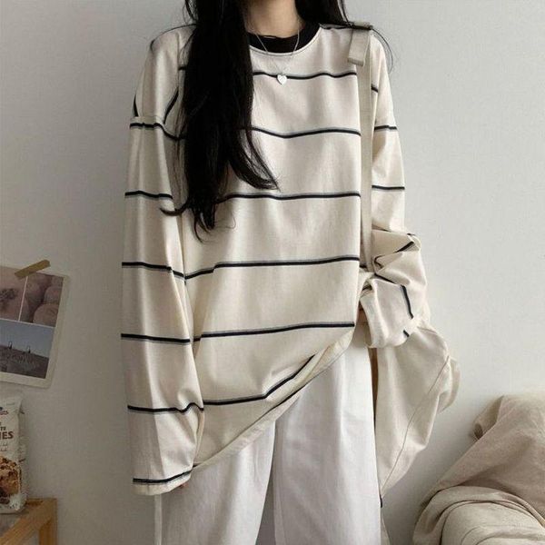 women's t-shirt t-shirts women spring striped printing long-sleeve street korean fashion female harajuku oversize woman clothes, White
women's t-shirt t-shirts women spring striped printing long-sleeve street korean fashion female harajuku oversize woman clothes, White