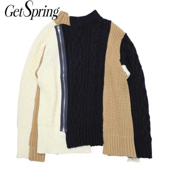 getspring women sweater color matching knitted irregular knit cardigan loose casual autumn winter 210601, White
getspring women sweater color matching knitted irregular knit cardigan loose casual autumn winter 210601, White