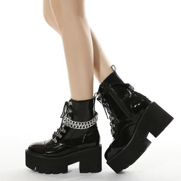 boots 2021 large size women's shoes chain european and american thick-soled platform thick high-heeled ankle, Black
boots 2021 large size women's shoes chain european and american thick-soled platform thick high-heeled ankle, Black
