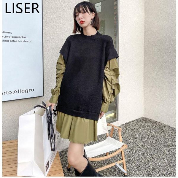 women's sweaters liser fake two piece sweater women 2021 autumn loose and thin splicing lining blouse niche design irregular ll463, White;black
women's sweaters liser fake two piece sweater women 2021 autumn loose and thin splicing lining blouse niche design irregular ll463, White;black