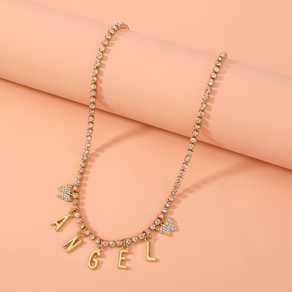 chains fashion angel letter rhinestone butterfly chokers women trendy pendant necklace female elegant jewelry delicate clavicle chain, Silver
chains fashion angel letter rhinestone butterfly chokers women trendy pendant necklace female elegant jewelry delicate clavicle chain, Silver