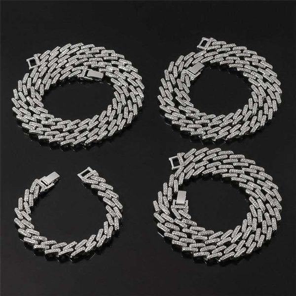 chains hip hop iced out paved rhinestones 15mm miami curb cuban chain cz bling rapper necklaces with bracelet for men jewelry choker, Silver
chains hip hop iced out paved rhinestones 15mm miami curb cuban chain cz bling rapper necklaces with bracelet for men jewelry choker, Silver