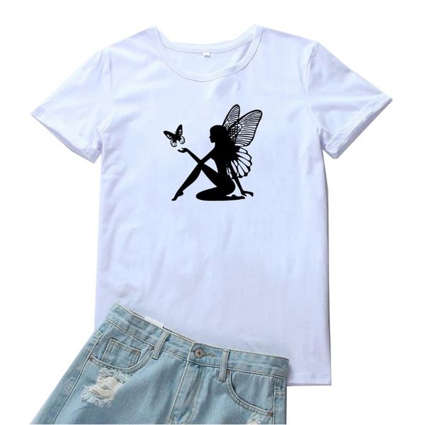 women's t-shirt butterfly girl printing femme casual beautiful graphic women tshirt black tide pattern t shirt womens grunge aesthetic, White
women's t-shirt butterfly girl printing femme casual beautiful graphic women tshirt black tide pattern t shirt womens grunge aesthetic, White
