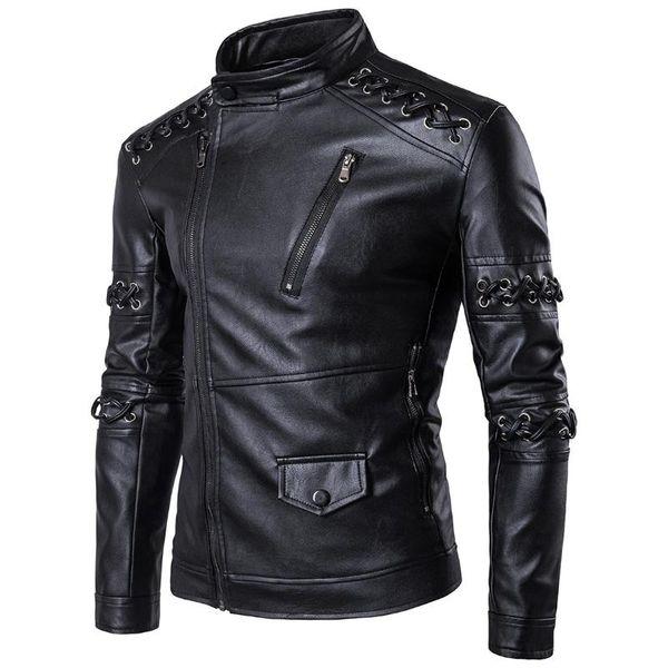 men's fur & faux leather jacket men fashion stand collar braided rope personality pu coat male motorcycle jaqueta de couro brand clothi, Black
men's fur & faux leather jacket men fashion stand collar braided rope personality pu coat male motorcycle jaqueta de couro brand clothi, Black