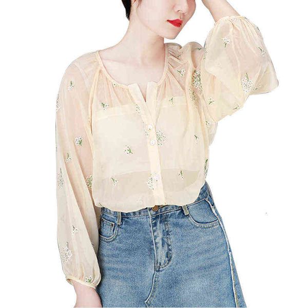 women's sweaters lazy gentle light silk sunscreen shirt goose yellow embroidered blouse spring and summer perspective long sleeve blous, White;black
women's sweaters lazy gentle light silk sunscreen shirt goose yellow embroidered blouse spring and summer perspective long sleeve blous, White;black