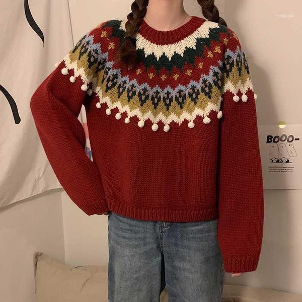 women's sweaters college style retro loose christmas warm color matching sweater women1, White;black
women's sweaters college style retro loose christmas warm color matching sweater women1, White;black