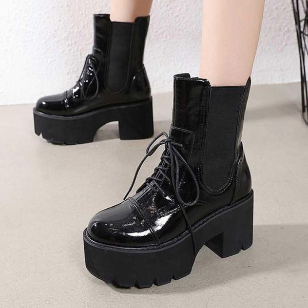 boots female british style high heel short handsome student lace up motorcycle single patent leather, Black
boots female british style high heel short handsome student lace up motorcycle single patent leather, Black