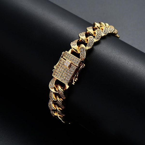 link, chain 12mm hiphop gold silver color cubic zirconia bracelets bangle for men punk cuba girl party gifts jewelry, Black
link, chain 12mm hiphop gold silver color cubic zirconia bracelets bangle for men punk cuba girl party gifts jewelry, Black