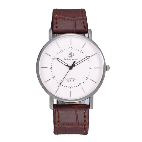 wristwatches men's business fashion simple belt watch man, Slivery;brown