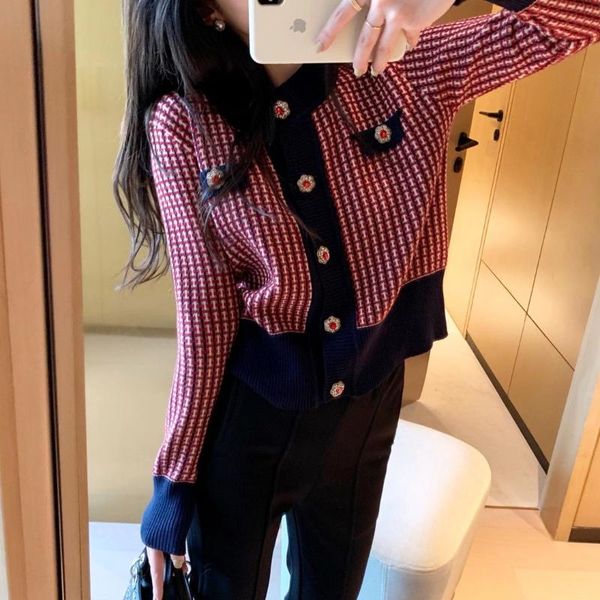 fashion women's sweater 2021 new product temperament all-match handmade rhinestone contrast color plaid cardigan, White
fashion women's sweater 2021 new product temperament all-match handmade rhinestone contrast color plaid cardigan, White