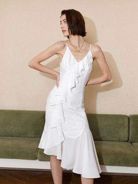 contrast lace ruffle trim asymmetrical hem cami dress 87dt#, Black;gray
contrast lace ruffle trim asymmetrical hem cami dress 87dt#, Black;gray