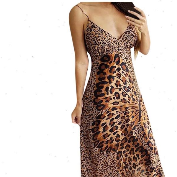 women leopard print maxi dress butterfly wrap sling sleeveless nightclub beach long dresses ladies high waist vestidos, Black;gray
women leopard print maxi dress butterfly wrap sling sleeveless nightclub beach long dresses ladies high waist vestidos, Black;gray