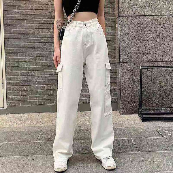 white high waist streetwear baggy womens jeans mom vintage denim trousers pocket washed casual fashion y2k pants, Blue
white high waist streetwear baggy womens jeans mom vintage denim trousers pocket washed casual fashion y2k pants, Blue