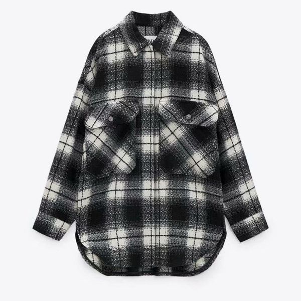 women's jackets spring shirt chest pocket pattern casual women stylish button up turn down neck plaid thick coat, Black;brown
women's jackets spring shirt chest pocket pattern casual women stylish button up turn down neck plaid thick coat, Black;brown