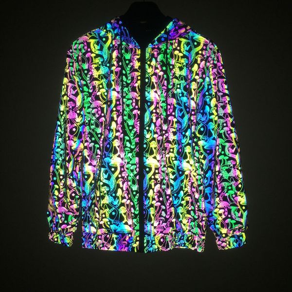 2021 autumn winter mushroom et men's and women's fashion hoodie ins colorful reflective top, Black;brown