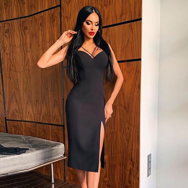 women summer style dress women 2020 new arrivals spaghetti strap v neck split red black solid bodycon party dress vestidos, White;black
women summer style dress women 2020 new arrivals spaghetti strap v neck split red black solid bodycon party dress vestidos, White;black