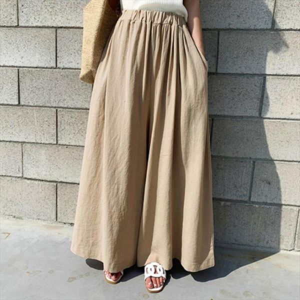 spring summer solid cotton linen womens pants wide leg casual elastic high waist dress loose pocket trousers long pantalon, Black;white
spring summer solid cotton linen womens pants wide leg casual elastic high waist dress loose pocket trousers long pantalon, Black;white