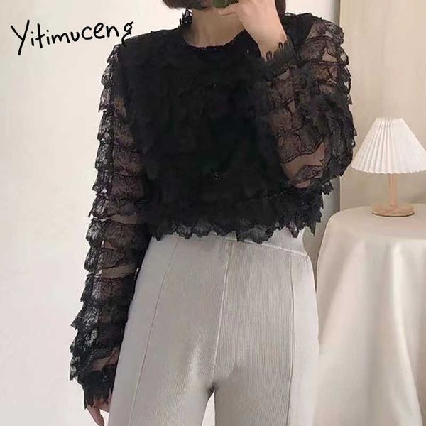 yitimuceng ruched blouse woman oversize lace korean fashion long sleeve office lady black apricot white shirt spring summer 210601
yitimuceng ruched blouse woman oversize lace korean fashion long sleeve office lady black apricot white shirt spring summer 210601