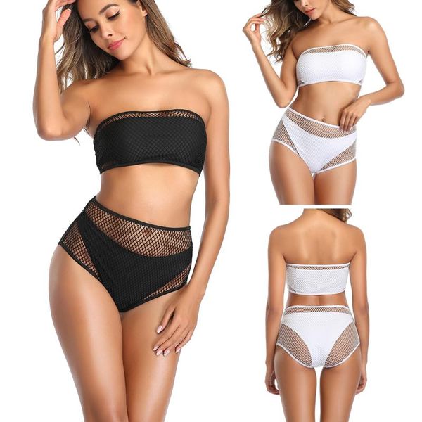 women's swimwear 2021 women split bikini suit tankini swimsuit bathing tube swimming strapless with mesh, White;black
women's swimwear 2021 women split bikini suit tankini swimsuit bathing tube swimming strapless with mesh, White;black