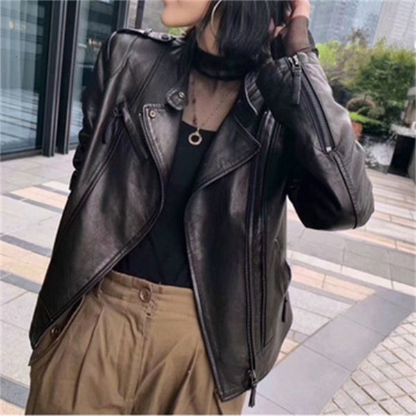 2021 new female fashion genuine sheep leather jacket g39 3eiq, Black;brown