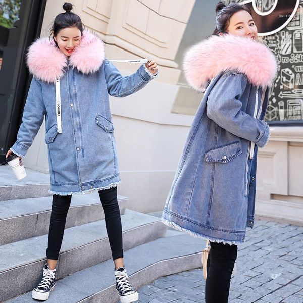 women denim parka 2021 fur hooded fleece velvet fashion warm thick pocket jeans coat plus size winter female long letter jacket1, Black
women denim parka 2021 fur hooded fleece velvet fashion warm thick pocket jeans coat plus size winter female long letter jacket1, Black