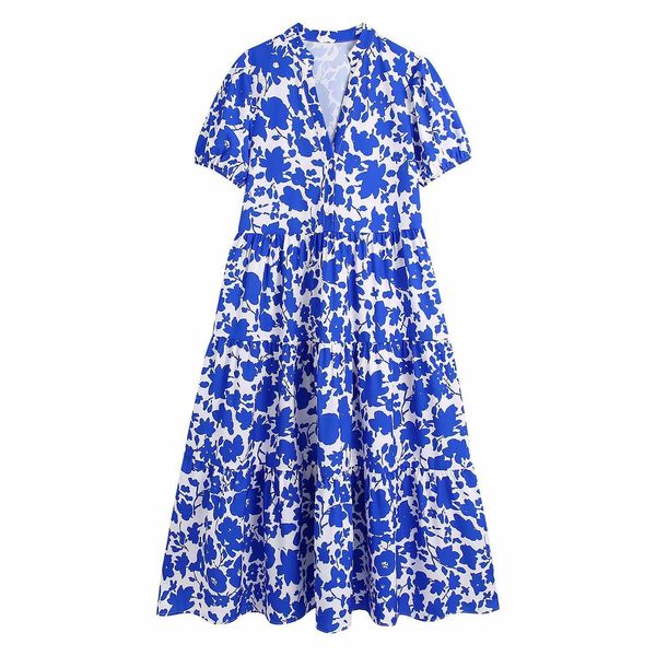 summer floral blue dress women v-neck short puff sleeves vintage maxi shirt dress women robe 210709, Black;gray
summer floral blue dress women v-neck short puff sleeves vintage maxi shirt dress women robe 210709, Black;gray