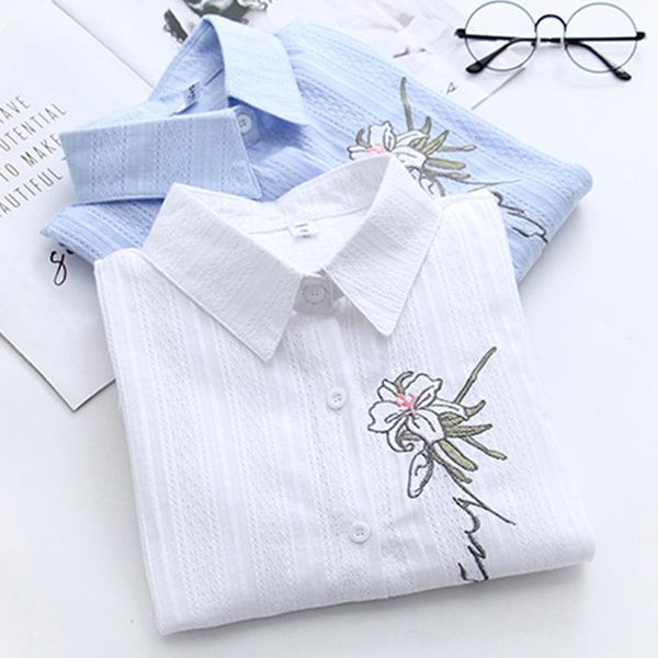 women's blouses & shirts 2021 spring cotton linen flower embroidered shirt solid color all-match blouse summer female simple clothing, White
women's blouses & shirts 2021 spring cotton linen flower embroidered shirt solid color all-match blouse summer female simple clothing, White