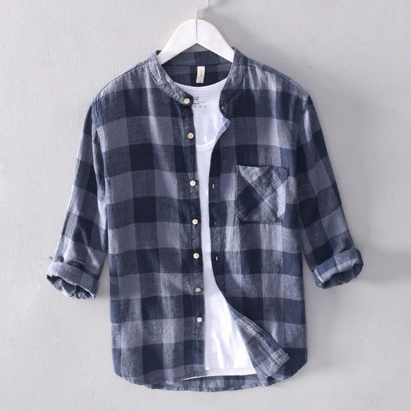 men's casual shirts 2021 three quarter sleeve plaid with pocket stand collar summer linen cotton shirt men red blue khaki, White;black
men's casual shirts 2021 three quarter sleeve plaid with pocket stand collar summer linen cotton shirt men red blue khaki, White;black