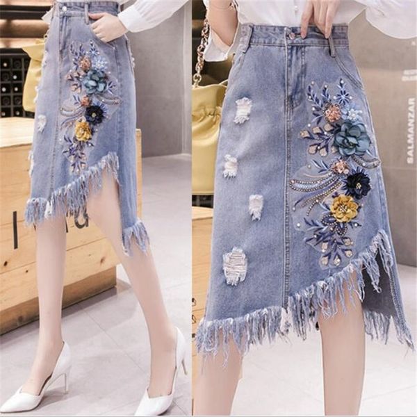 fashion hole denim skirts women's beading flowers a word skirt long sections tassel burr irregular cowboy skirts 2020 new listing, Black
fashion hole denim skirts women's beading flowers a word skirt long sections tassel burr irregular cowboy skirts 2020 new listing, Black