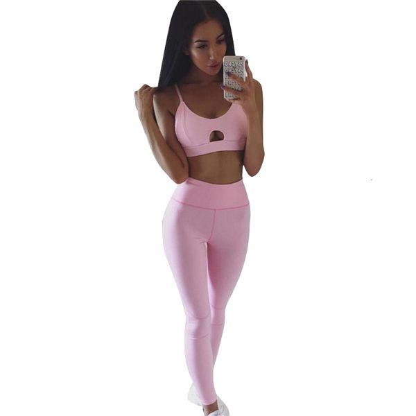 women training suit pink solid sports sets hollow yoga beha vest + broek leggings 2 stks workout sportswear, Gray
women training suit pink solid sports sets hollow yoga beha vest + broek leggings 2 stks workout sportswear, Gray