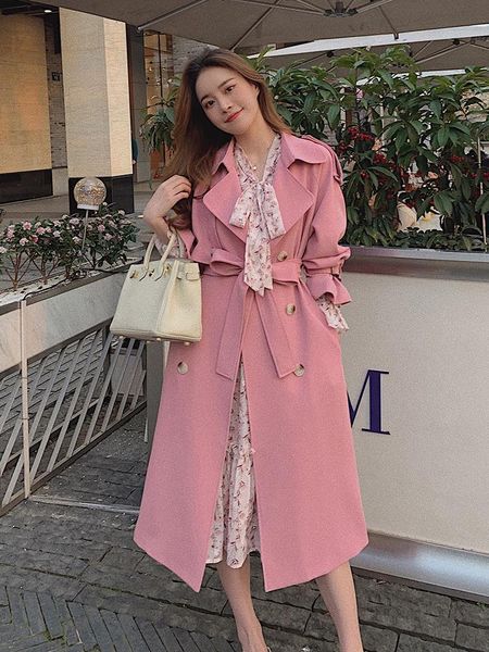 women's trench coats pink casual elegant women coat 2021 british style spring fashion female outerwear with belt office lady basic, Tan;black
women's trench coats pink casual elegant women coat 2021 british style spring fashion female outerwear with belt office lady basic, Tan;black