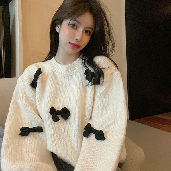 knit sweater coat women's autumn and winter thickening 2021 new bow loose outer wear lazy style pullover fovi, White;black
knit sweater coat women's autumn and winter thickening 2021 new bow loose outer wear lazy style pullover fovi, White;black