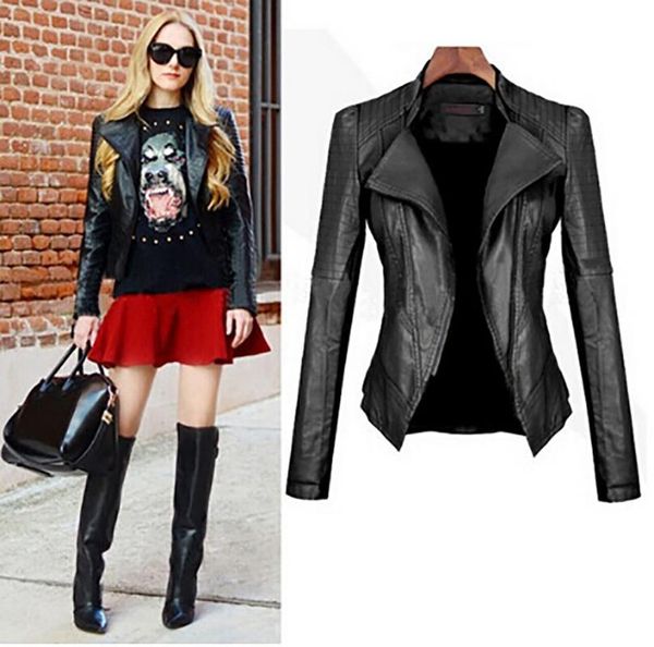women's jackets autumn zipper motorcycle jacket women short faux soft womens leather pu black ladies basic street coat#g3, Black;brown
women's jackets autumn zipper motorcycle jacket women short faux soft womens leather pu black ladies basic street coat#g3, Black;brown