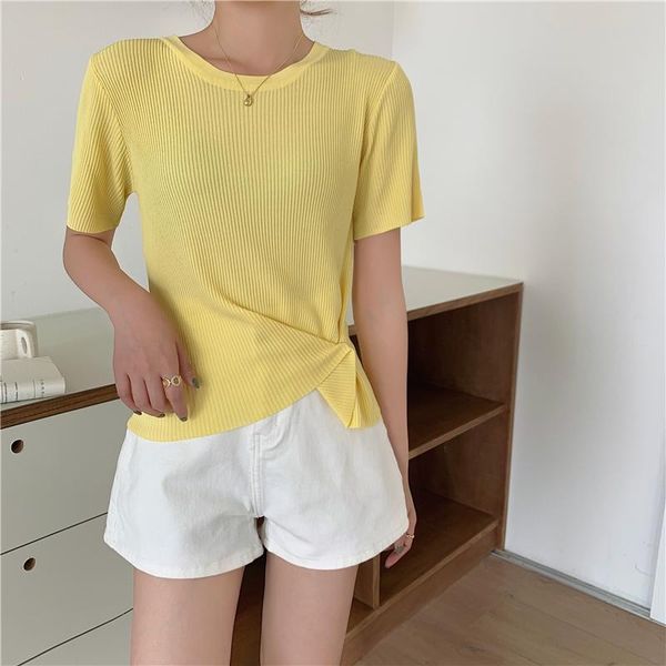 women's t-shirt round neck short-sleeved summer 2021 bottoming shirt korean casual slim slimming daily knit girl t-sleeve, White
women's t-shirt round neck short-sleeved summer 2021 bottoming shirt korean casual slim slimming daily knit girl t-sleeve, White
