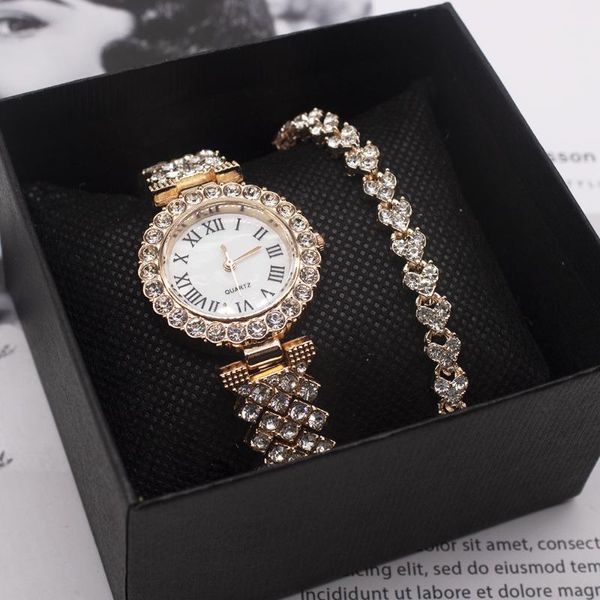wristwatches luxury 2pcs set diamonds watch women bracelet rose gold fashion quartz wristwatch bangles ladies female clock gift, Slivery;brown
wristwatches luxury 2pcs set diamonds watch women bracelet rose gold fashion quartz wristwatch bangles ladies female clock gift, Slivery;brown