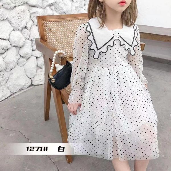 girl's dresses 2021 spring girls fashion dress korean children long-sleeved western-style lapel polka dot mesh princess, Red;yellow 
girl's dresses 2021 spring girls fashion dress korean children long-sleeved western-style lapel polka dot mesh princess, Red;yellow
