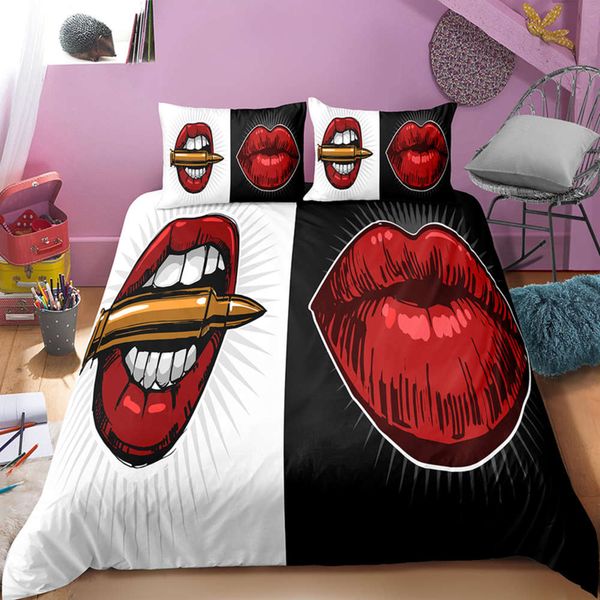 glossy red lips duvet cover lipstick/skull fashion sketch bedding set soft microfiber single double bed sets pillow case
glossy red lips duvet cover lipstick/skull fashion sketch bedding set soft microfiber single double bed sets pillow case