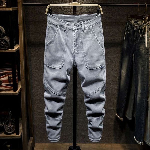 handsome splicing jeans men's summer thin brand stretch slim korean fashion long pants leggings, Blue
handsome splicing jeans men's summer thin brand stretch slim korean fashion long pants leggings, Blue