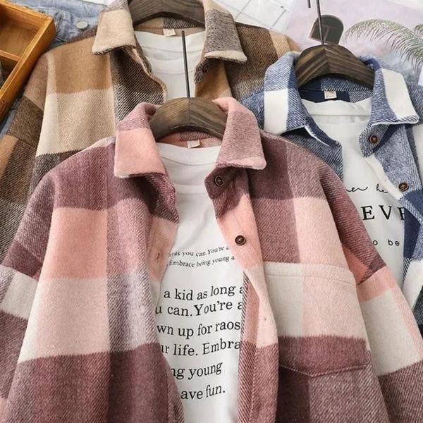 women's blouses & shirts korean woolen coat retro hong kong-style ins shirt thick sanded loose long-sleeved plaid, White
women's blouses & shirts korean woolen coat retro hong kong-style ins shirt thick sanded loose long-sleeved plaid, White