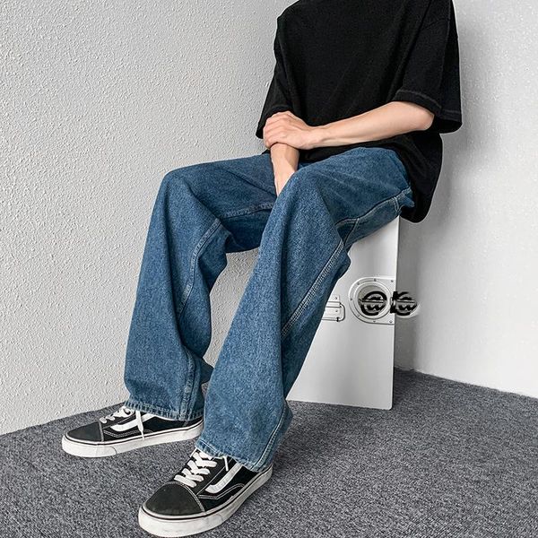 men's jeans wear 2021 korean streetwear fashion loose straight pants casual solid color denim trousers, Blue
men's jeans wear 2021 korean streetwear fashion loose straight pants casual solid color denim trousers, Blue