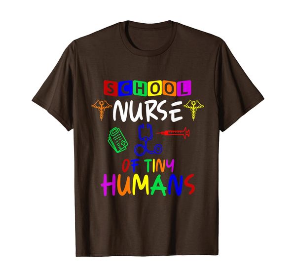 school nurse of tiny humans back to school gift t-shirt, White;black