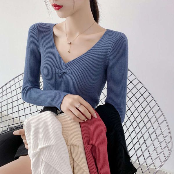 autumn and winter 2020 new pullover v-neck long sleeve solid color bottomed women's sweater, White;black
autumn and winter 2020 new pullover v-neck long sleeve solid color bottomed women's sweater, White;black