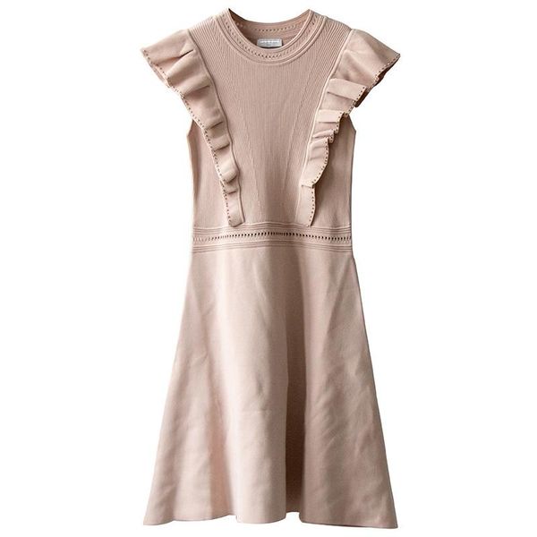 party dresses light pink ruched hem knitted dress short a line one piece spring summer lady elegant robe vestido, White;black
party dresses light pink ruched hem knitted dress short a line one piece spring summer lady elegant robe vestido, White;black